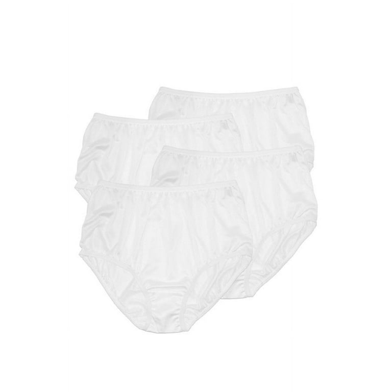 Women's Classic, Nylon, Full Coverage Brief Panty by Teri Lingerie Assorted  Colors 4 Pack
