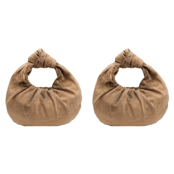 Bolso Mano Fruncido para Mujer Anudado Hobo Viajes Y (caqui)