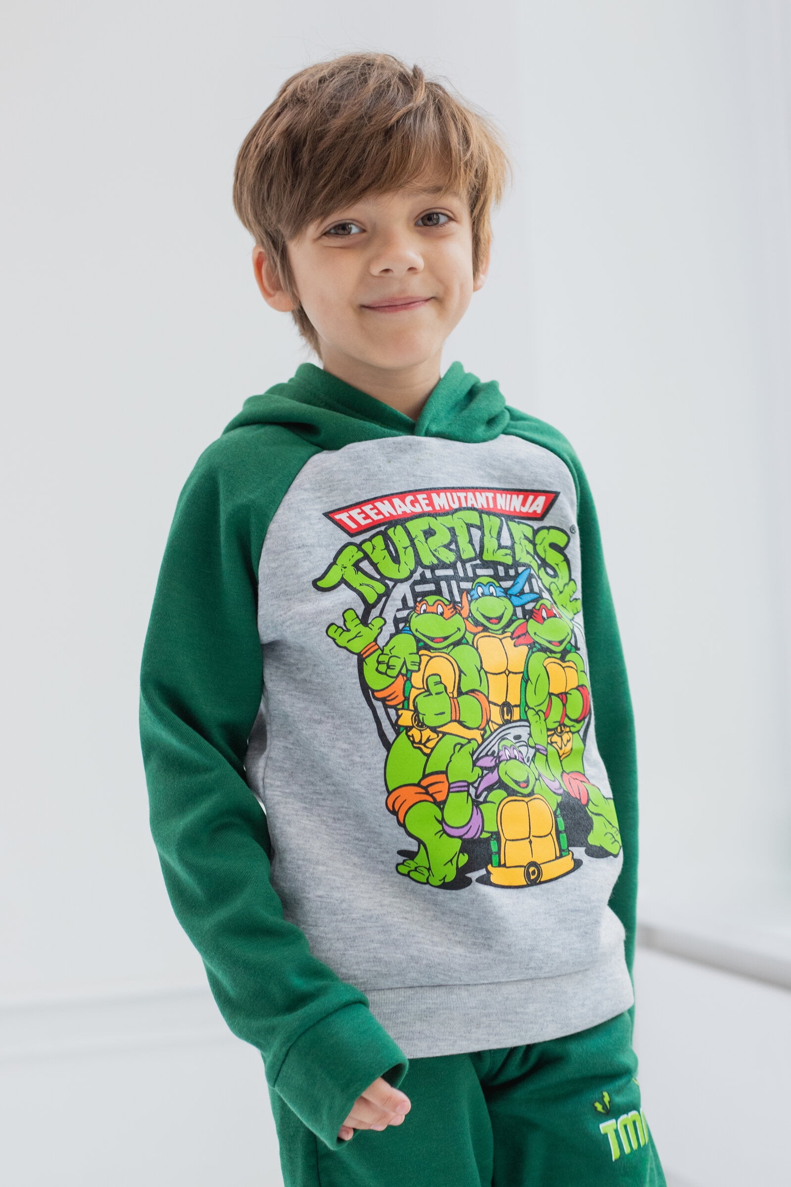 Teenage Mutant Ninja Turtles Donatello Michelangelo Leonardo Toddler Boys Fleece Pullover Hoodie Pants Green / Gray 2T