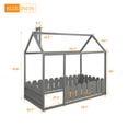 thumbnail image 7 of Twin Size House Bed with Fence Railings House Bed Twin Size Wood Bed Frame with Roof and Fence, 7 of 7