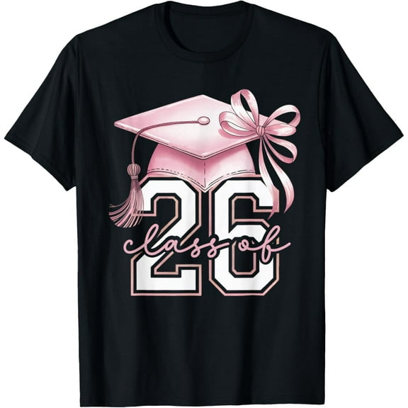 Premium model-Unisex-100% cotton-Pink Coquette Bow Senior Class of 2026 senior girls T-Shirt