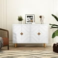 thumbnail image 3 of HLR 48'' Buffet Cabinet with 4 Doors and Shelves, Modern Credenza Storage Cabinet with Embossed Pattern Doors, Storage Cabinet Sideboard for Living Room, Kitchen, Dining Room, Hallway, White, 3 of 6