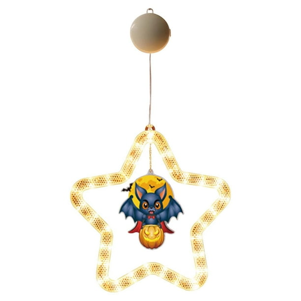 Luz nocturna de Halloween con forma de estrella para el hogar. Lámpara LED de pared con ventosa, perfecta para el salón, el dormitorio y la habitación infantil.