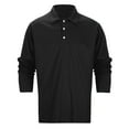 thumbnail image 2 of Men's Daily Polo Shirt Solid Color Long Sleeved T Shirt Breathable Casual Polos Undershirt, 2 of 7