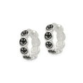 thumbnail image 3 of Gem & Harmony Sterling Silver Black Enamel Smiley Face Hoop Earrings for Women, 3 of 5