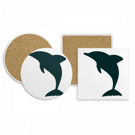 

Blue Ocean Docile Cute Dolphin Coaster Cup Mug Holder Absorbent Stone Cork Base Set
