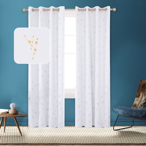 Deconovo Room Darkening Thermal Insulated Blackout Curtains Grommet Window Curtains for Living Room Bedroom, 52x84 inch, Grayish White, 2 Panels