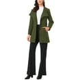 thumbnail image 2 of Abrigo largo de invierno con cinturón para mujer, clásico, de cuello alto, de manga larga, color verde militar, 2 of 6