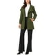 thumbnail image 2 of Abrigo largo de invierno con cinturón para mujer, clásico, de cuello alto, de manga larga, color verde ejército, 2 of 6