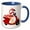 Blue/White, variant on 3drose, Funny Cool Pink Flamingo Bird Riding Red Motor Scooter Art, 11oz Two-tone Black Mug