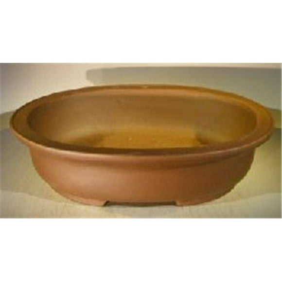 Pot à Bonsaï en Céramique Non Émaillée , Beige - Ovale