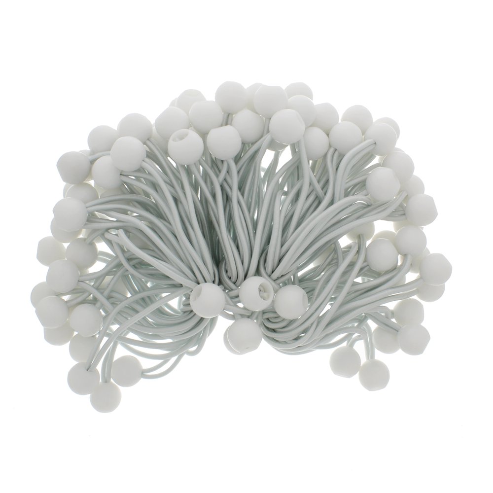 ABN Ball Bungee Cord 6” Inch White Bungee Cords with Balls, 100