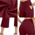 thumbnail image 4 of Yubnlvae High Waist Yoga Leggings with Pockets - Women's Comfy Wide Leg Workout Pants (Stretchy, Gym to Lounge) Wine S, 4 of 7