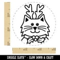 thumbnail image 2 of Cat Reindeer Christmas Self-Inking Rubber Stamp Ink Stamper - Brown Ink - Small 3/4 Inch, 2 of 7