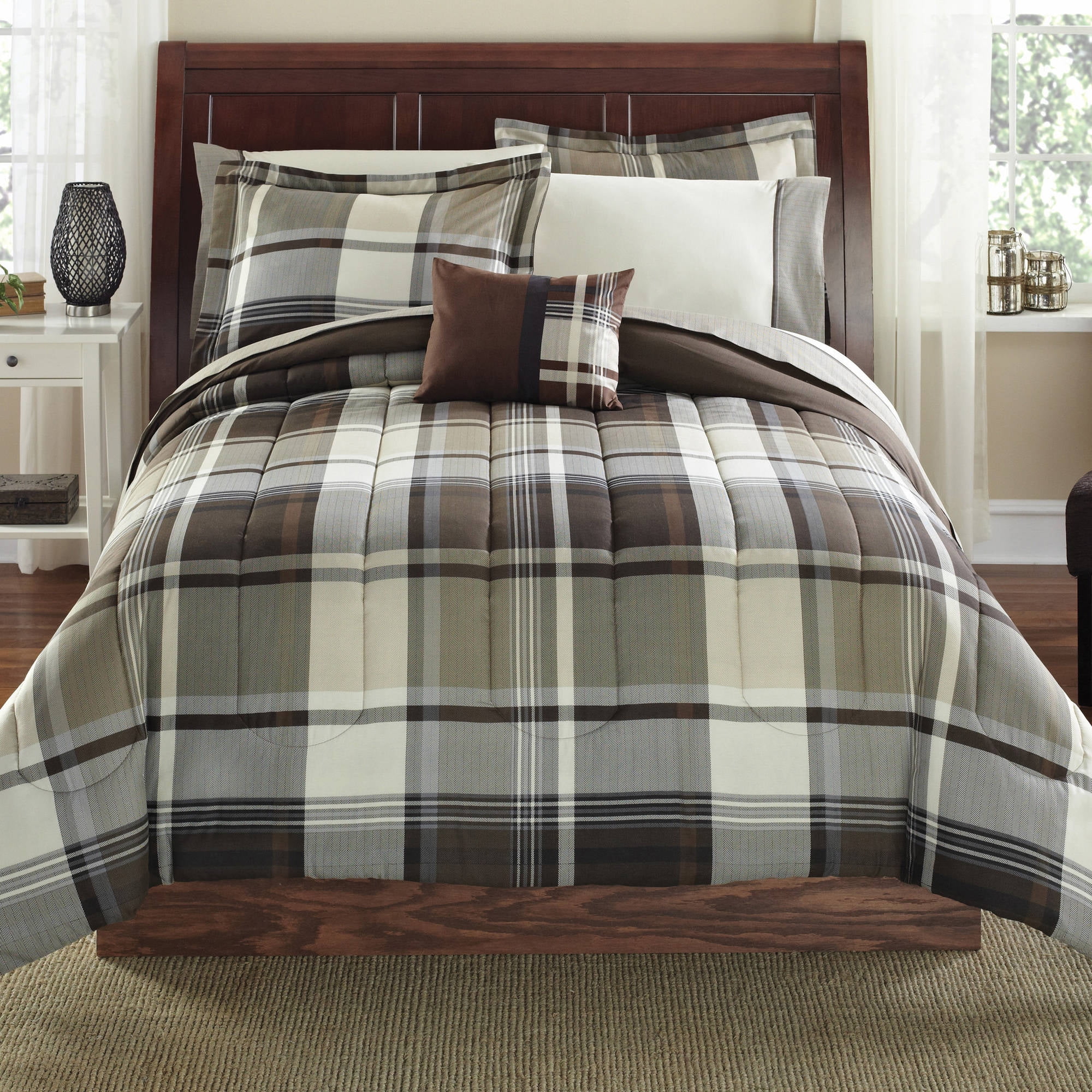 brown plaid comforter set