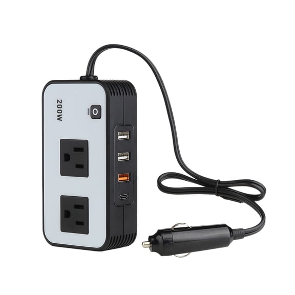 Car Mounted Plug-In Power Inverter With Ac Outlets And Usb Ports For Laptop Phone Charging On The Road