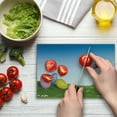 thumbnail image 4 of Easter Cutting Board, Easter Eggs on the Hills Fresh Spring Season Foliage with Blooming Daisies Design, Decorative Tempered Glass Cutting and Serving Board, Small Size, Multicolor, by Ambesonne, 4 of 5