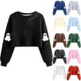 thumbnail image 4 of Halloween Women's Sweatshirts Fashion Short Crewneck Shirts Cute Funny Ghost Printed Blouses Casual T-Shirts Loose Sweatshirt Pullover Top 2025 Halloween Costumes, 4 of 4