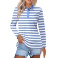 thumbnail image 2 of Blue Women's Long Sleeve T-shirt, Women'S Short Sleeved Slim Fit Casual Fashion Top,Women's Long sleeve T-shirt 3XL, 2 of 5