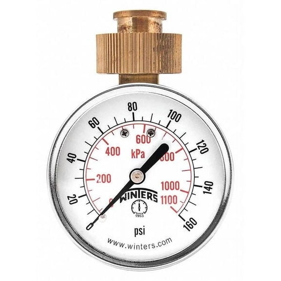 Winters Pressure Gauge,0 to 160 psi Range PETW213
