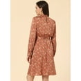 thumbnail image 4 of DARING DIVA Floral Print Long Sleeve Tie Waist A-line Dress M Brick, 4 of 6