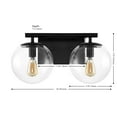 thumbnail image 3 of SAFAVIEH Severa 2-Light LED Black Metal Wall Sconce with Clear Shade, 3 of 8