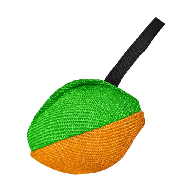 Juguete interactivo para morder con asa, resistente al desgarro, para entrenamiento de mordidas. verde naranja