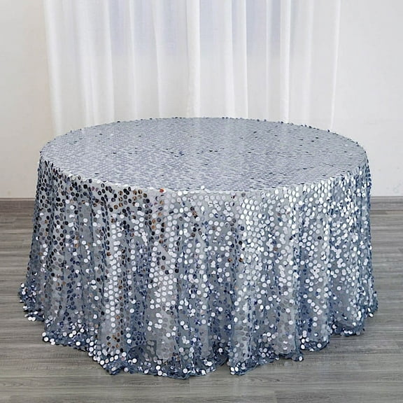 BalsaCircle 120" Big Payette Round XL Sequin Tablecloth Wedding Party Linens Dusty Blue