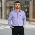 thumbnail image 4 of Men's Plaid Shirts Long Sleeve Button Down Shirts Regular Fit Work Shirt with Pocket Purple 3XL, 4 of 7