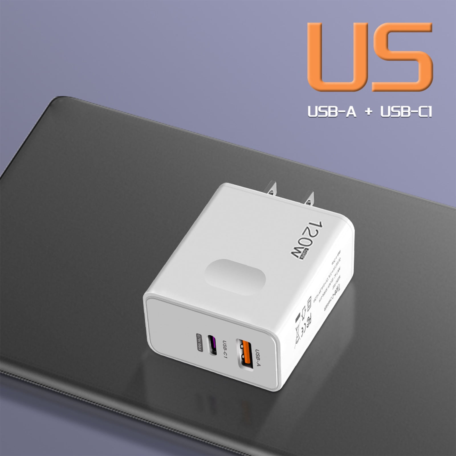 4 Packs 120W Fast Charger Block with USB C & USB Ports, PD QC5.0 Wall Charger for iPhone Android Samsung, Multi Port Travel Charging Adapter US Plug