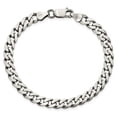 thumbnail image 3 of Auriga Fine Jewelry 925 Sterling Silver Antiqued 7mm Curb Chain Bracelet 8 inch for Men, 3 of 5