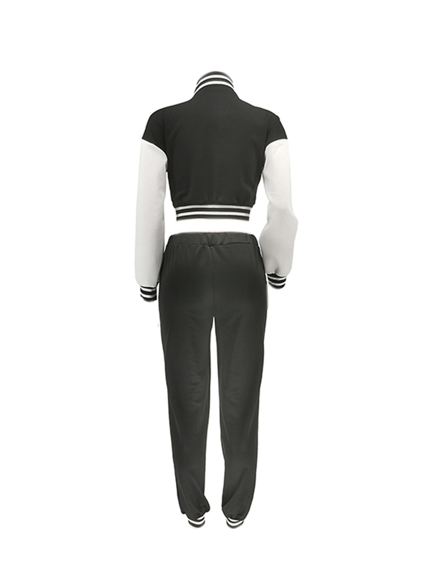 Kiapeise Womens 2pcs Crop Baseball Jacket Tracksuit Varsity