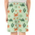 thumbnail image 3 of Coral Turtles Crabs Pattern Athletic Shorts Breathable with Comfort Fit Drawstring Casual Sweatshorts Medium, 3 of 9