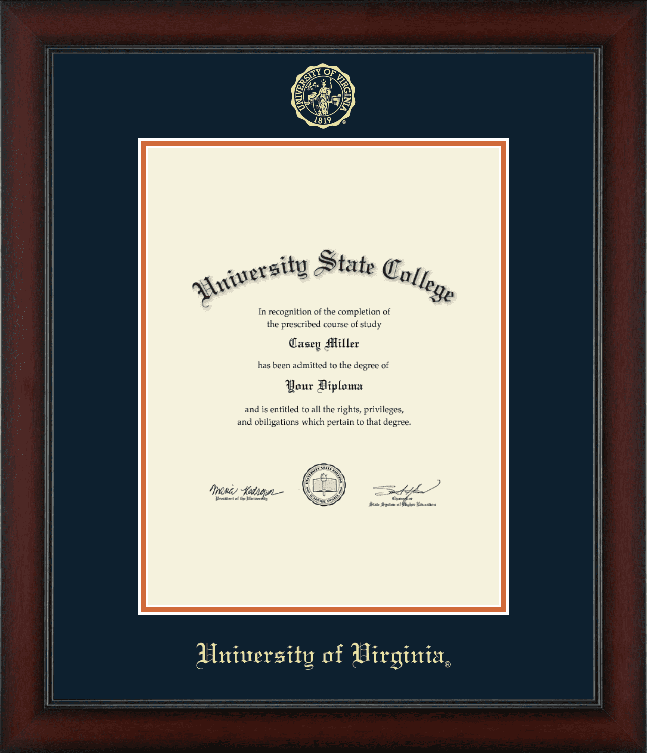 Framerly's University of Virginia (UVA) Handcrafted Diploma Frame, 17