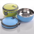 thumbnail image 5 of Portable Circular Lunch Box - Stainless Steel Insulated Fresh-keeping Bento Box For Daily Use(Green-B), 5 of 6