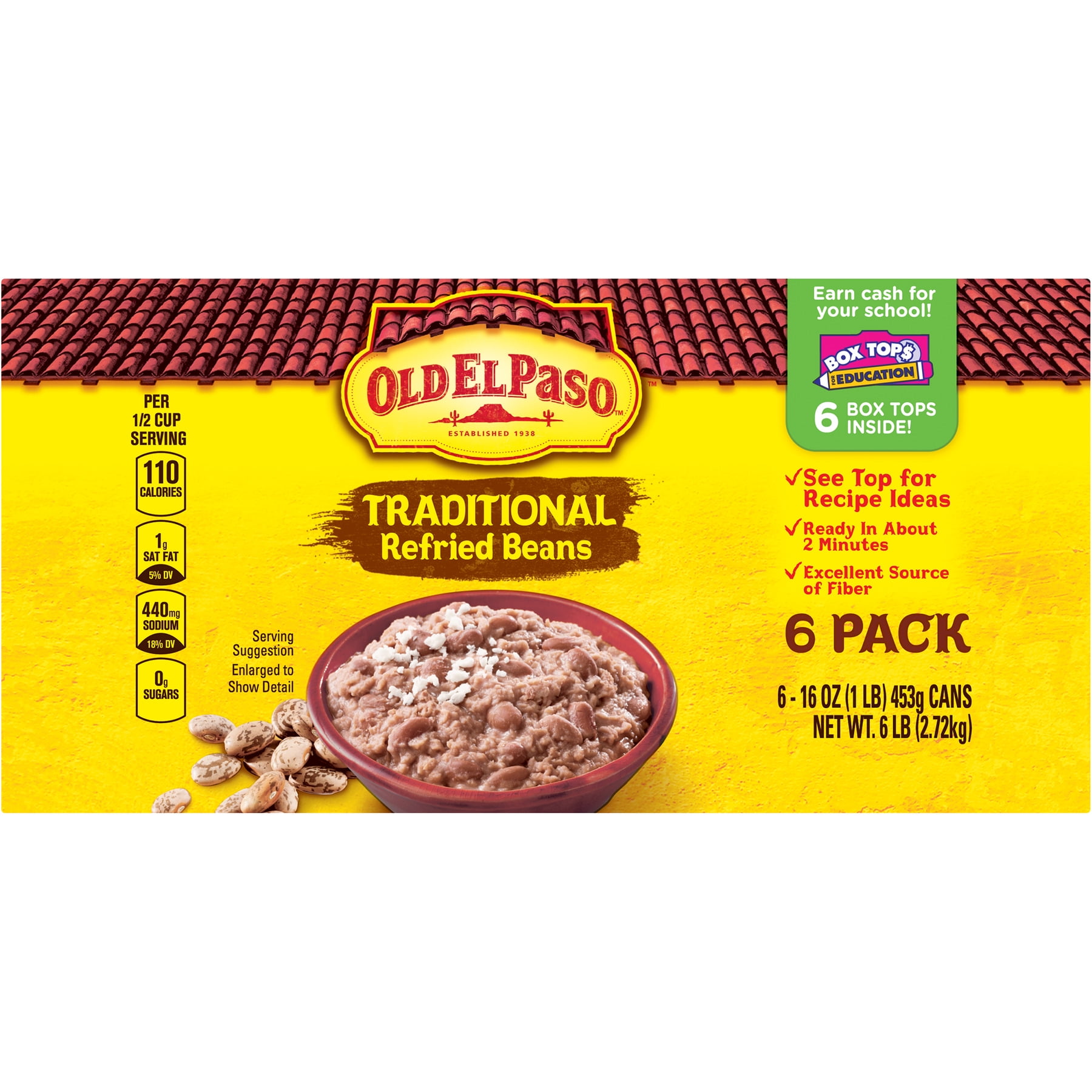 Old El Paso Traditional Refried Beans, 96 oz, 16.0 OZ