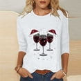 thumbnail image 2 of Giftesty Women's Christmas Festive Print Crew Neck 3/4 Sleeve Relaxed Fit Casual Loose T-Shirt Top for Holiday Daily Wear, 2 of 5