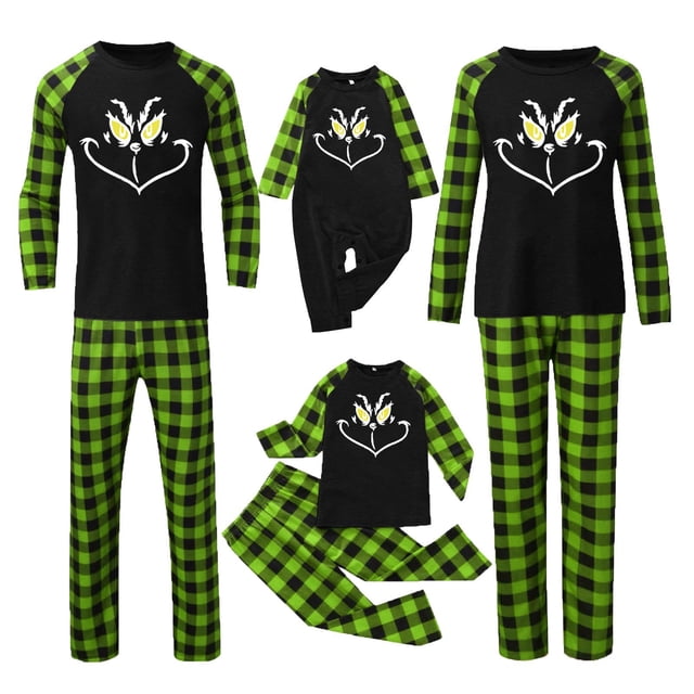 Pijamas navideños a juego Grinch - TKing Fashion 2024 Nuevos conjuntos de pijamas navideños familiares a juego Grinch, pijamas navideños navideños para parejas, adultos y niños, Mujer M