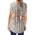 thumbnail image 4 of IROINNID Fashion Women Summer Loose Button Donw Comfy Print Round-Neck T-Shirt Short Sleeve Casual Blouse Spring Saving Sale, 4 of 6