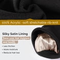 thumbnail image 2 of YANIBEST Womens Saitn Lined Black Knit Beanie Hat Acrylic Winter Hats for Women Men, 2 of 7