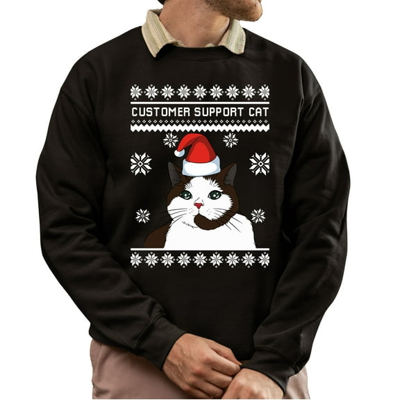 Christmas Sweatshirt, Customer Support Cat Funny Christmas Sweatshirt, Witty Holiday Jumper for Cat Lovers, Unique Feline Gift