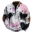thumbnail image 2 of Men's Casual Hoodie American Heart Print Round Neck Long Sleeve Half Pullover for Valentine's Day Winter Wear,Pink,M, 2 of 4