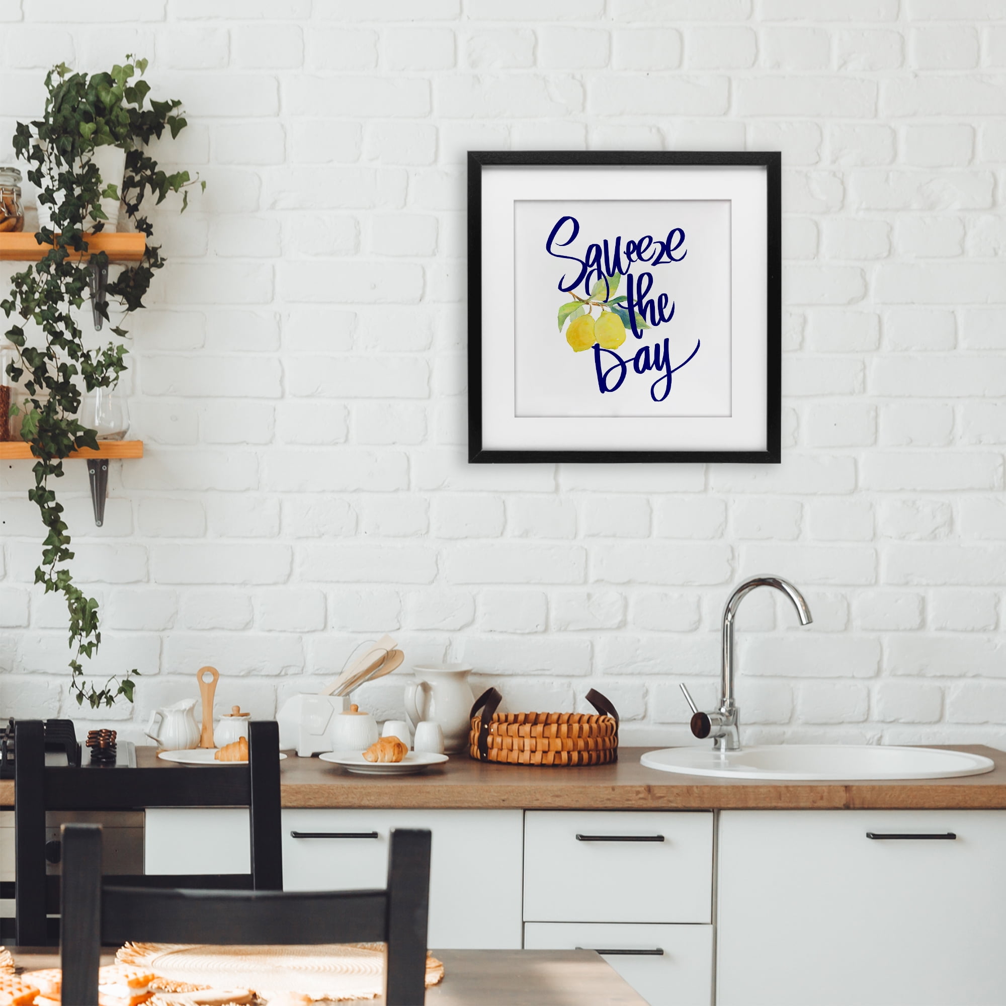 Stupell Industries Cursive Squeeze The Day Black Framed Print Under Glass, design by Lanie Loreth