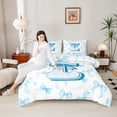 thumbnail image 4 of Homewish Blue Bow Knot Initial Alphabet L 3-Piece Full Size Comforter Sets For Kids Teens Adults,Letter Monogrammed Bedding Comforter Set,Cartoon Bow-Tie Lightweight Bedding Sets, 4 of 8