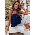 thumbnail image 4 of FreshPretty Spaghetti Strap Ruffle Babydoll Peplum Tank Tops for Women Summer Cute Flowy Beach Vacation Cruise Outfits, 4 of 6