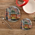 thumbnail image 2 of Pot Holders Trivets Set Pure Cotton Potholders Set, Set of 2, Streetcar Landscape Hot Pot Trivets One 9.45 Inch and One 7 Inch for Kitchen Pans Bowl Teapot, 2 of 7
