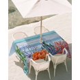 thumbnail image 2 of 54x80 Inch Outdoor Tablecloth with Umbrella Hole Zipper Rectangle Blue Teal Coastal Rectangular Tablecloths Outside Waterproof Wooden Nautical Ocean Coral Summer Patio Table Cloth Cover for Picnic, 2 of 8