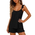 thumbnail image 5 of jobturf Ruffle Pajamas for Women 2 Piece Sets Loose Fit Cute Lounge Set Scoop Neck Tank Top and Shorts Matching Pj Outfits S-XXL, 5 of 6