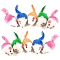 thumbnail image 1 of Juguetes para gatos con ratones de piel, bolsa mixta de 10 ratones de juego con sonidos de traqueteo, paquete variado de 4 colores de juguete con hierba gatera, 1 of 4