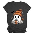 thumbnail image 5 of CAUYDY T Shirt Women Funny Halloween Spider Bat Graphic Tee Casual Letter Print Fall Pumpkin Tops(Z02-Grey,XXL), 5 of 5